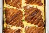 Make-Ahead Ham and Cheese Croissant Breakfast Casserole