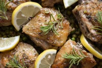 Roasted Lemon Rosemary Chicken with Peas