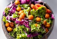 Vegan Kale Caesar Salad with Creamy Dressing