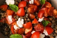 Mediterranean Tomato and Lentil Salad with Feta