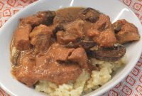 Crock Pot Beef Tips with Mushrooms in Savory Gravy