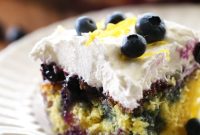 Lemon Blueberry Poke Cake Recipe with Tangy Lemon Glaze