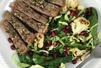 Herb-Crusted Steak with Warm Spinach Salad
