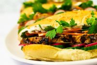 Grilled Chicken Banh Mi Sandwich with Pickled Veggies