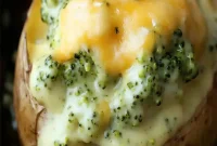 Baked Potatoes with Creamy Broccoli Cheese Sauce
