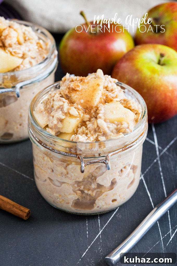 Creamy Maple Apple Overnight Oats Recipe 2 Maple Apple Overnight Oats - creamy, sweet, and fruity