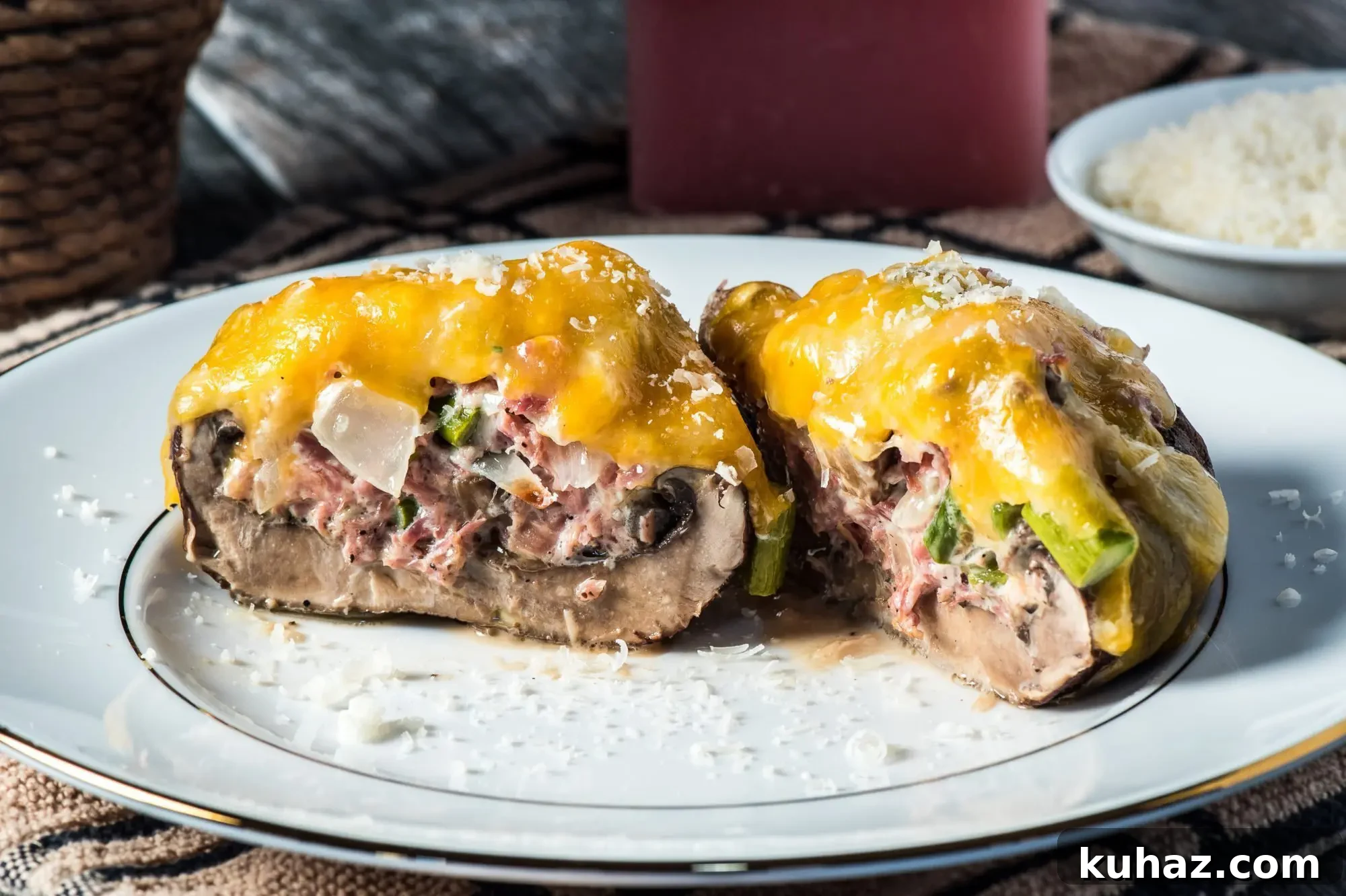 Portobello Mushrooms Stuffed with Pork and Cheese