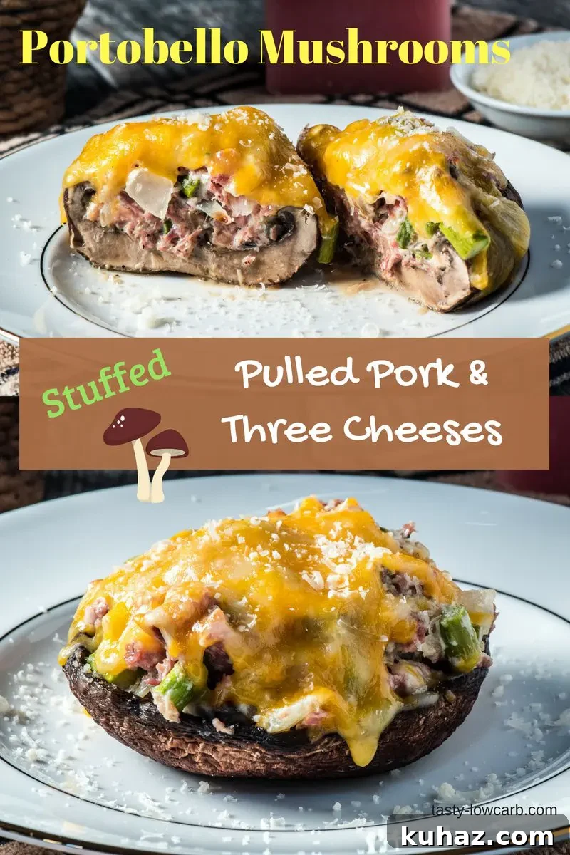 Portobello mushrooms stuffed with pork and cheese
