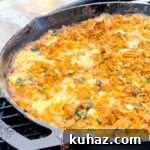 close up of easy grilled cheesy potato casserole