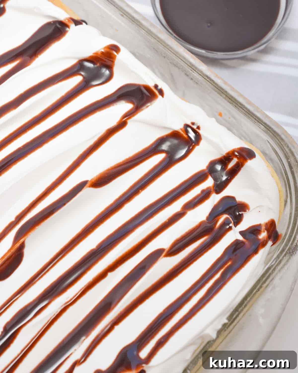 Cream Puff Cake Recipe with Vanilla Custard Filling 9 The completed cake.