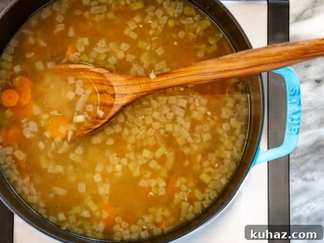 simmering soup