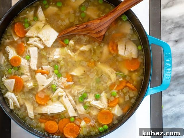 Dutch oven with chicken and rice soup