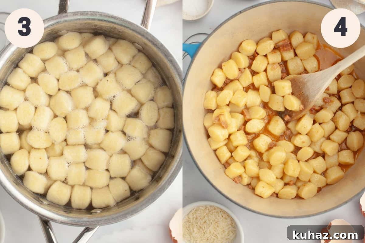 gnocchi being cooked.