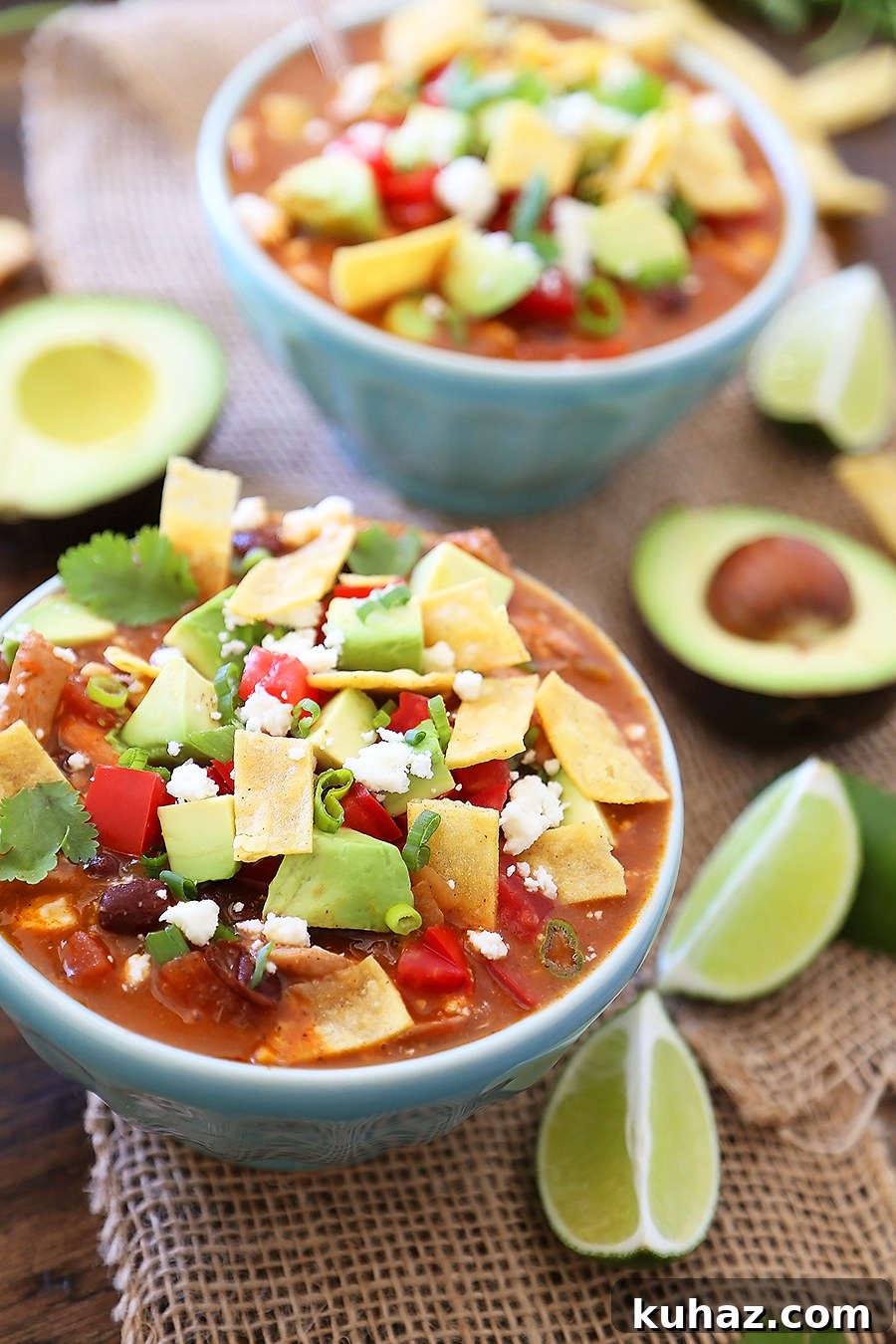 Chicken Tortilla Soup Recipe with Crispy Tortilla Strips 5 Easy Chicken Tortilla Soup - Leftovers store well, and toppings keep fresh when stored separately.