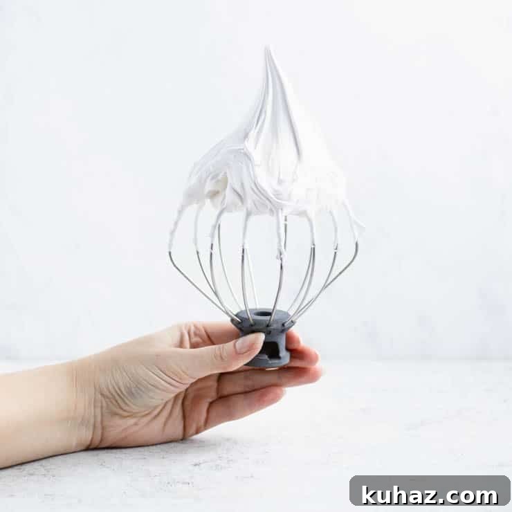 How to Make Meringue: Techniques, Tips and Troubleshooting 5 whisk attachment from a stand mixer with marshmallow filling on it