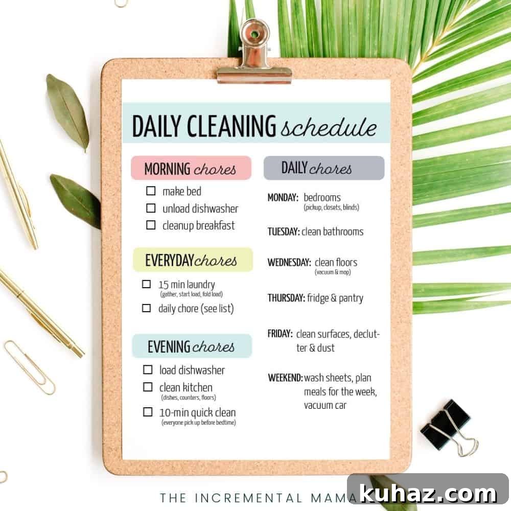 free printable cleaning schedule