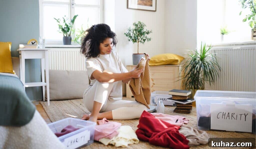 woman in decluttering mindset
