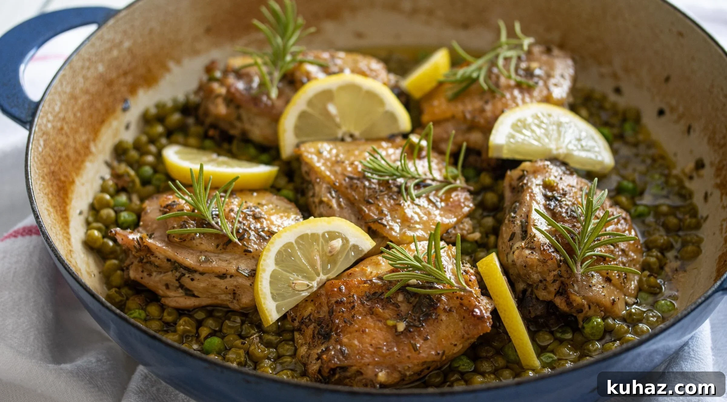 Roasted Lemon Rosemary Chicken with Peas 5 Rosemary, Peas, Lemon Chicken.