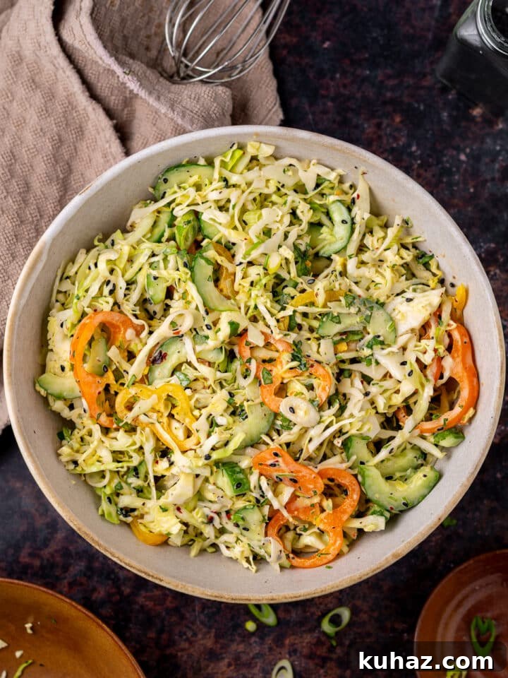 Asian cucumber slaw tossed together