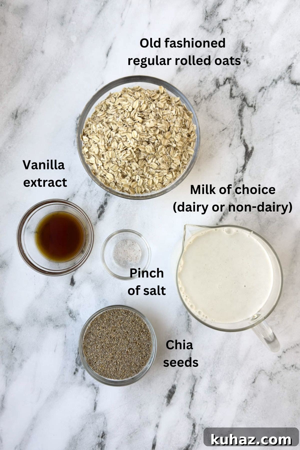 High-Protein Overnight Oats with Chia Seeds Recipe 3 Simple ingredients for overnight oats with chia seeds.