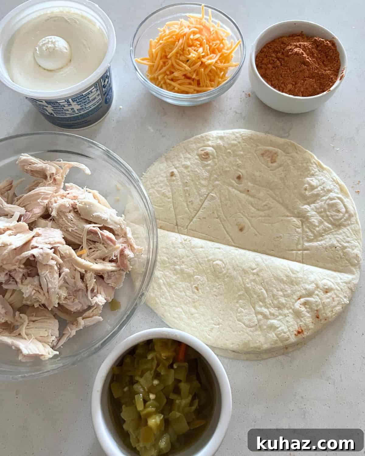 Crispy Air Fryer Chicken Chimichangas 3 Ingredients Needed for air fryer chicken chimichangas.