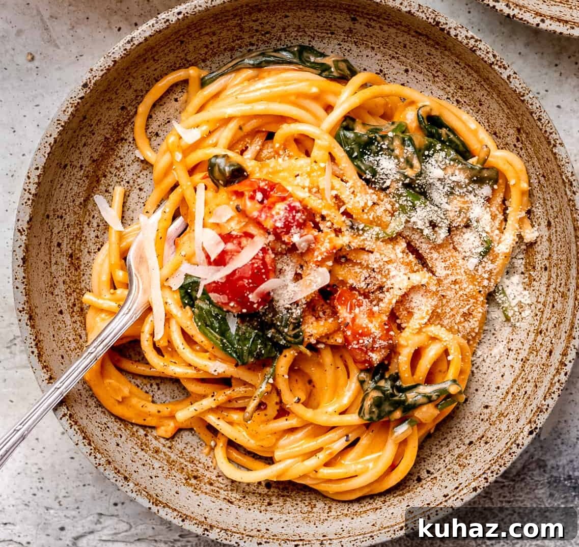Aldi £25 Weekly Meal Plan Week 2 4 Creamy mascarpone tomato pasta in a bowl