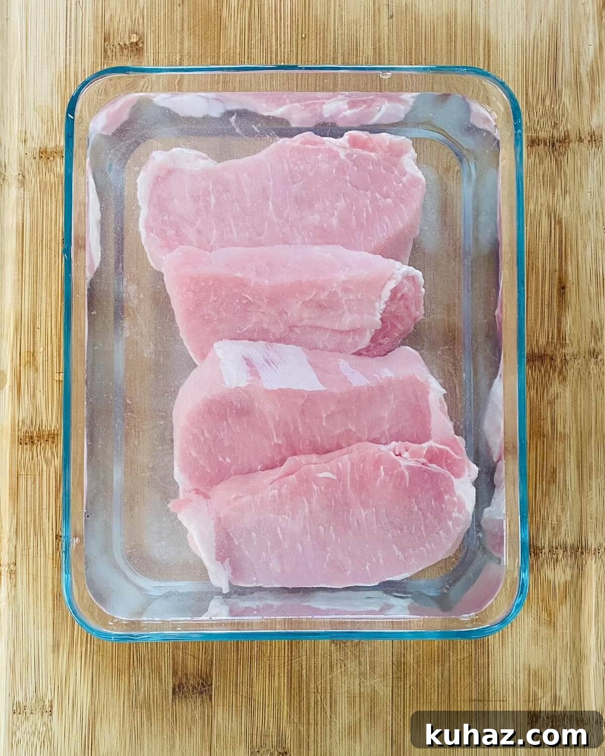Brining pork chops.