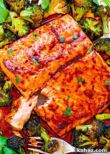 Sheet Pan Asian Salmon and Broccoli.