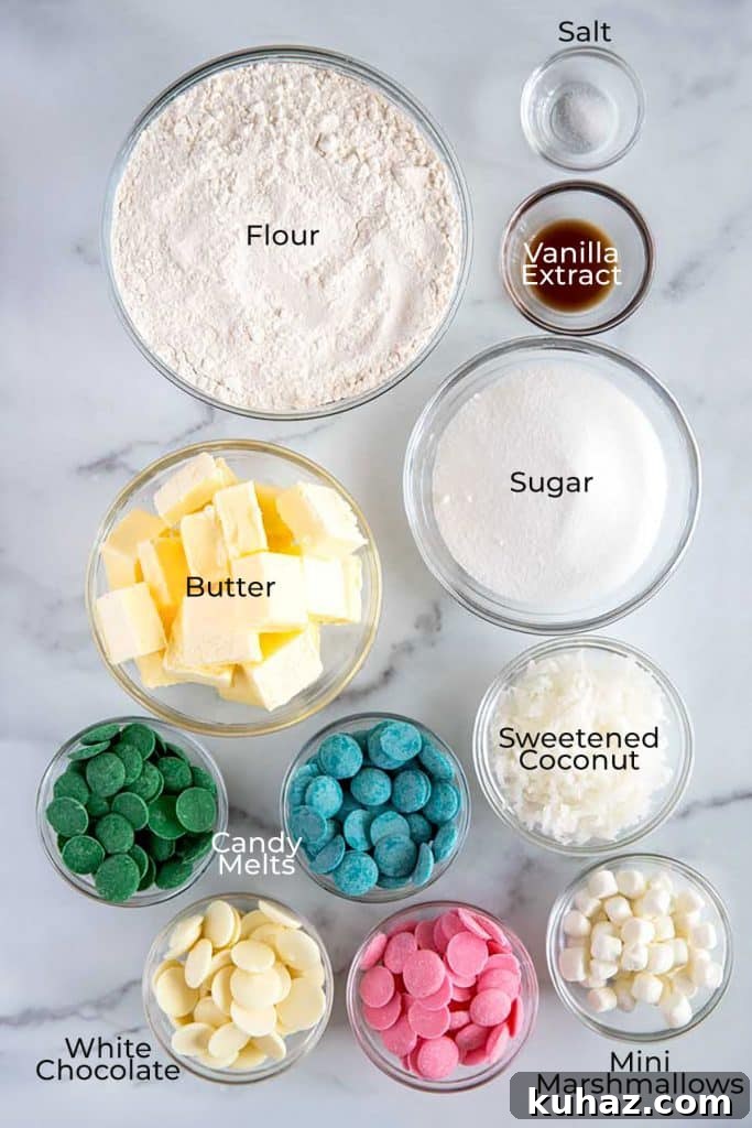 Easter Bunny Cookies with Fluffy Marshmallow Tails 5 Ingredients to make bunny sugar cookies over a marble surface