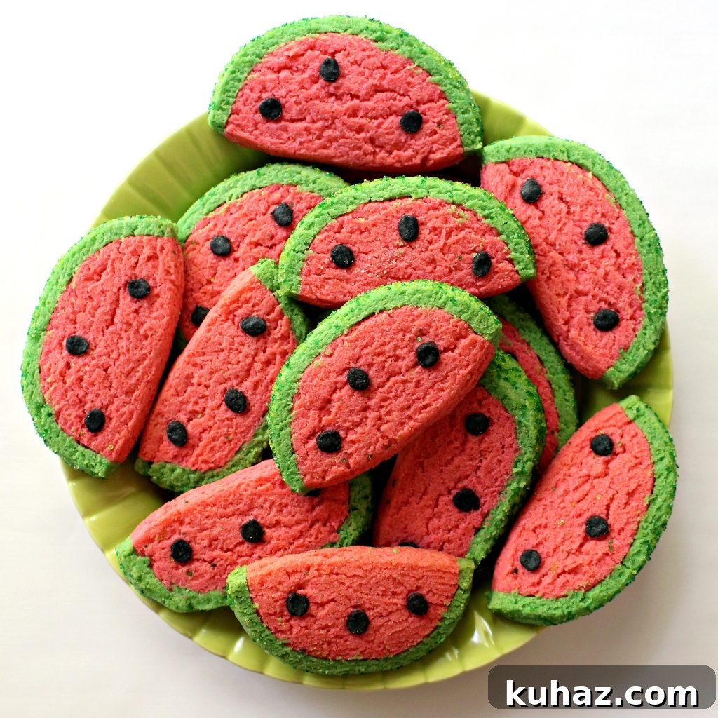 10 Traditional Chinese New Year Treats to Try 8 Half circle sugar cookies decorated to look like watermelon slices.