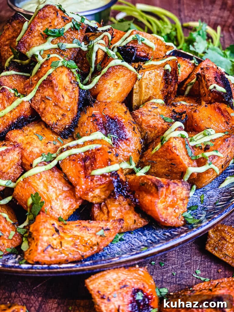 How to Grill or Roast Sweet Potatoes 7 close up shot of a plate full of roasted sweet potatoes