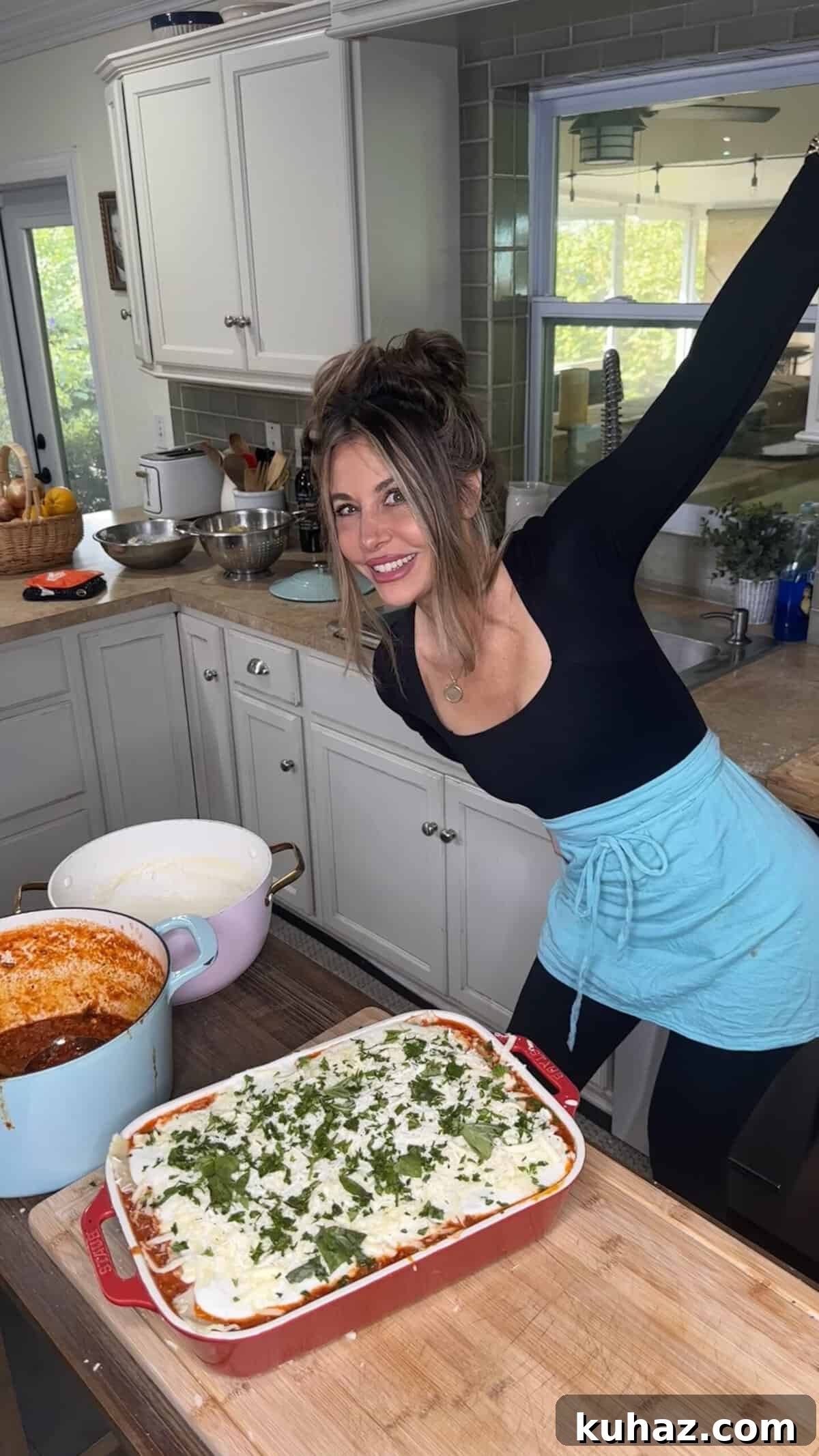 Authentic Italian Lasagna with Rich Tomato Sauce 6 Bubbling lasagna coming out of the oven