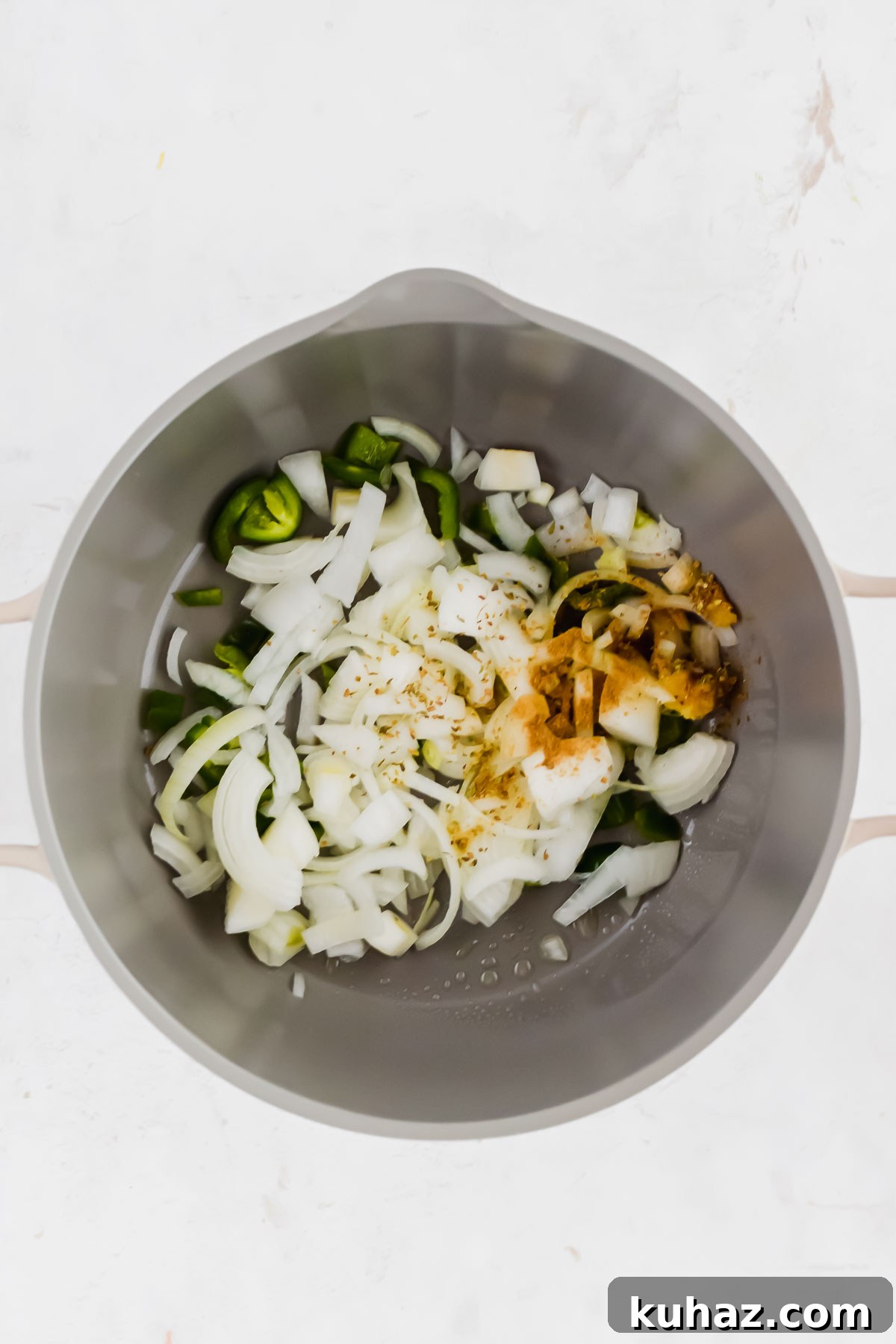Dairy-Free White Chicken Chili Recipe 4 Ingredients for Dairy Free White Chicken Chili Recipe in a stock pot.