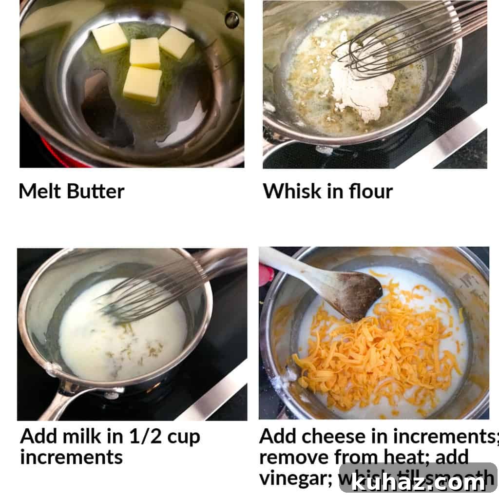 Perfect Mornay Sauce Recipe for Creamy Cheese Sauce 3 Step by step visual instructions.