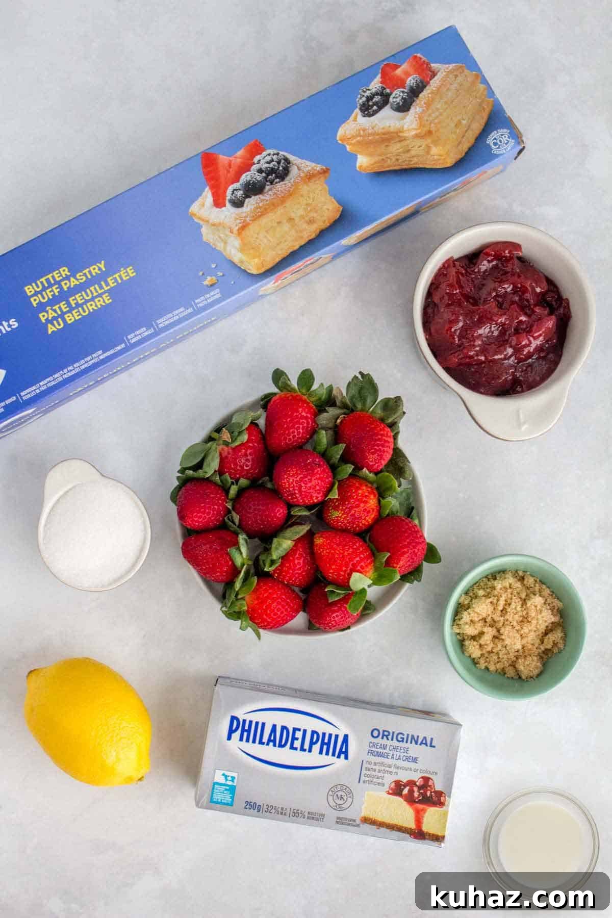 Flaky Homemade Strawberry Danish with Cream Cheese Recipe 3 Ingredients needed to make a strawberry danish.