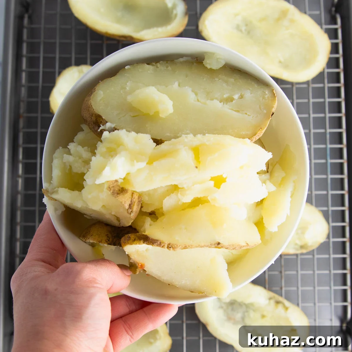 Pizza-Style Potato Skins Recipe with Pepperoni & Mozzarella 6 scooped-out potato leftover for prepping baked potatoes for potato skins