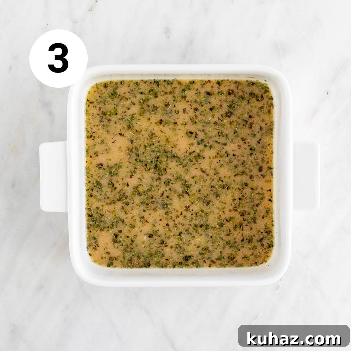 Homemade Vegan Feta Cheese Recipe 6 Tofu marinade in baking dish.