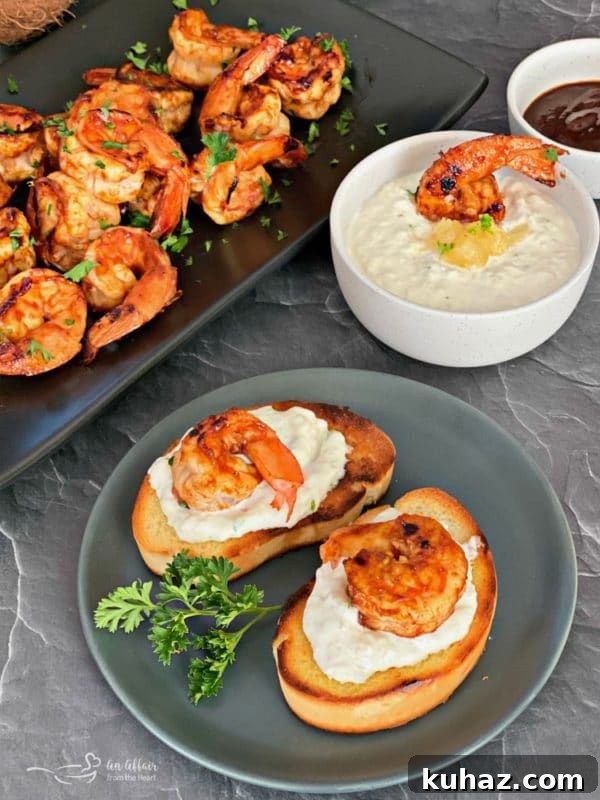 Spicy Caribbean Shrimp Bites Recipe 8 Shrimp on baguette slices