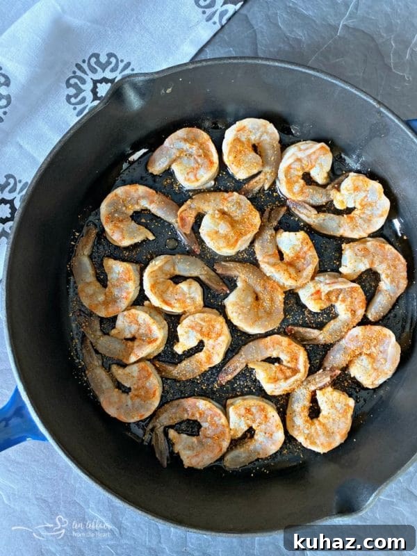 Spicy Caribbean Shrimp Bites Recipe 6 Shrimp cooking in skillet