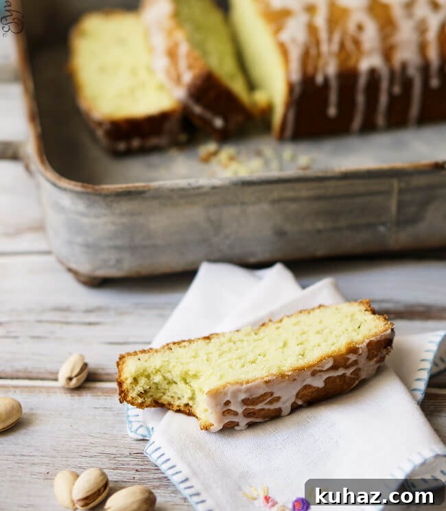 Pistachio Pudding Pound Cake slices