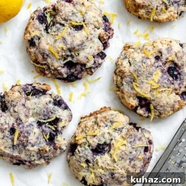 completed Lemon Blueberry Cookies against a white surface