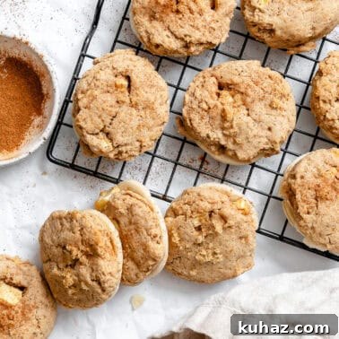 completed Apple Pie Cookies on a cooling rack