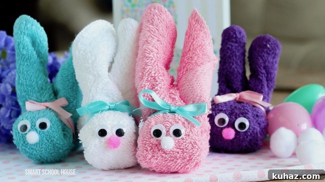 Make an Adorable Washcloth Bunny: Step-by-Step Folding Tutorial 12 How to make Wash Cloth Bunnies - great for Easter! They are also called boo boo bunnies and you can put ice cubes in them to help soothe boo boos! Good baby shower idea too.