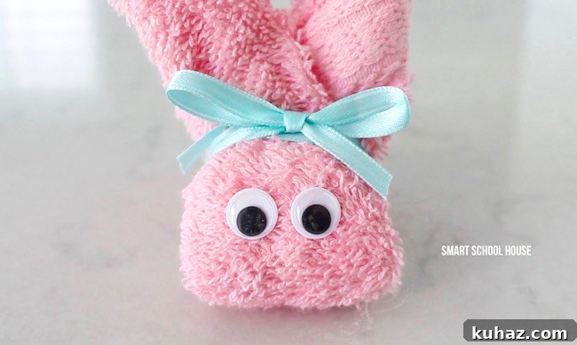 Make an Adorable Washcloth Bunny: Step-by-Step Folding Tutorial 10 How to make wash cloth bunnies. Also called boo boo bunnies. Good baby shower idea too!