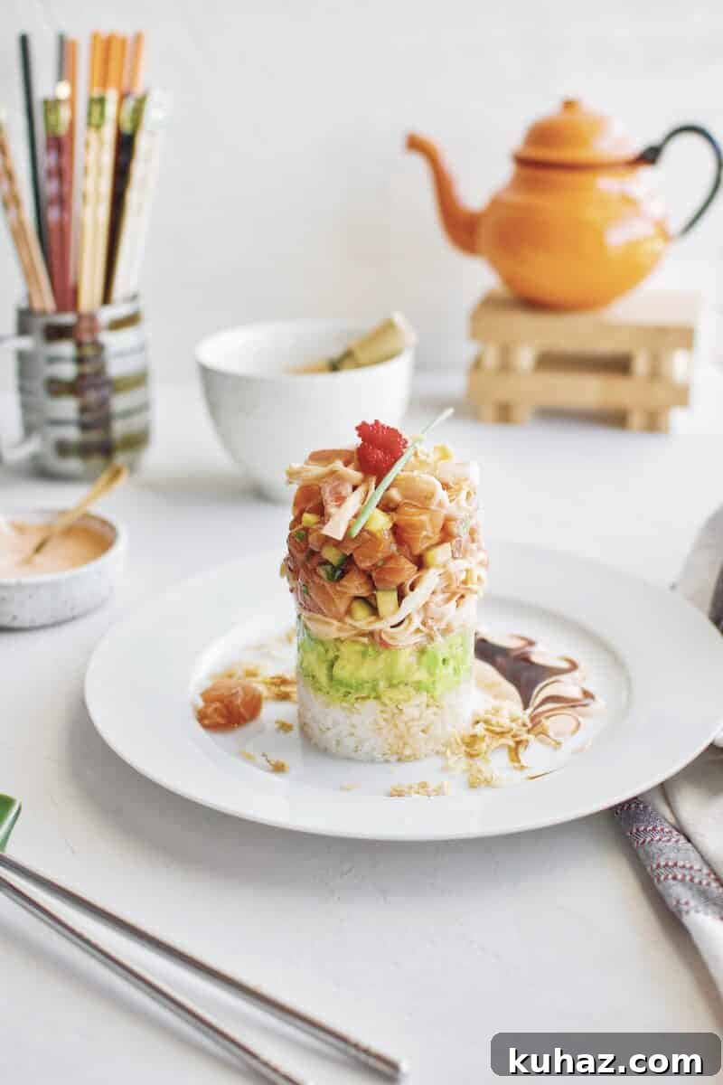 Ahi Tuna Tower with Avocado and Mango 16 Spicy Salmon Tower recipe