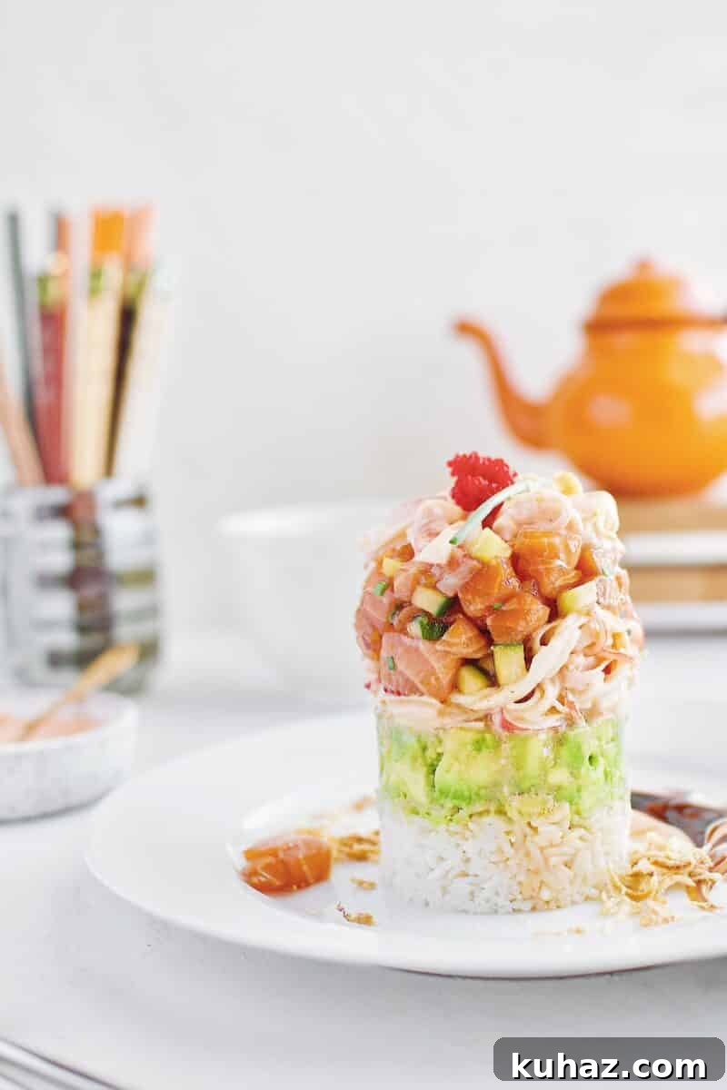 Ahi Tuna Tower with Avocado and Mango 18 Spicy Salmon Tower recipe