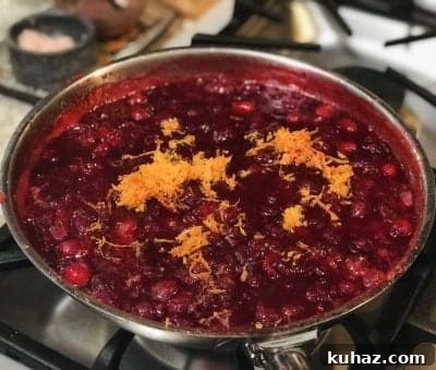 Aperol Spritz Cranberry Sauce in process