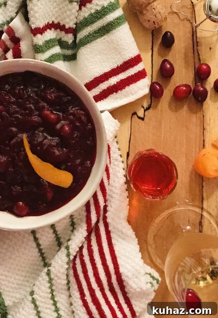 Aperol Spritz Cranberry Sauce plated overhead