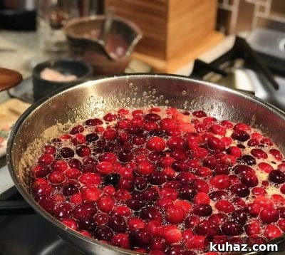 Aperol Spritz Cranberry Sauce in process