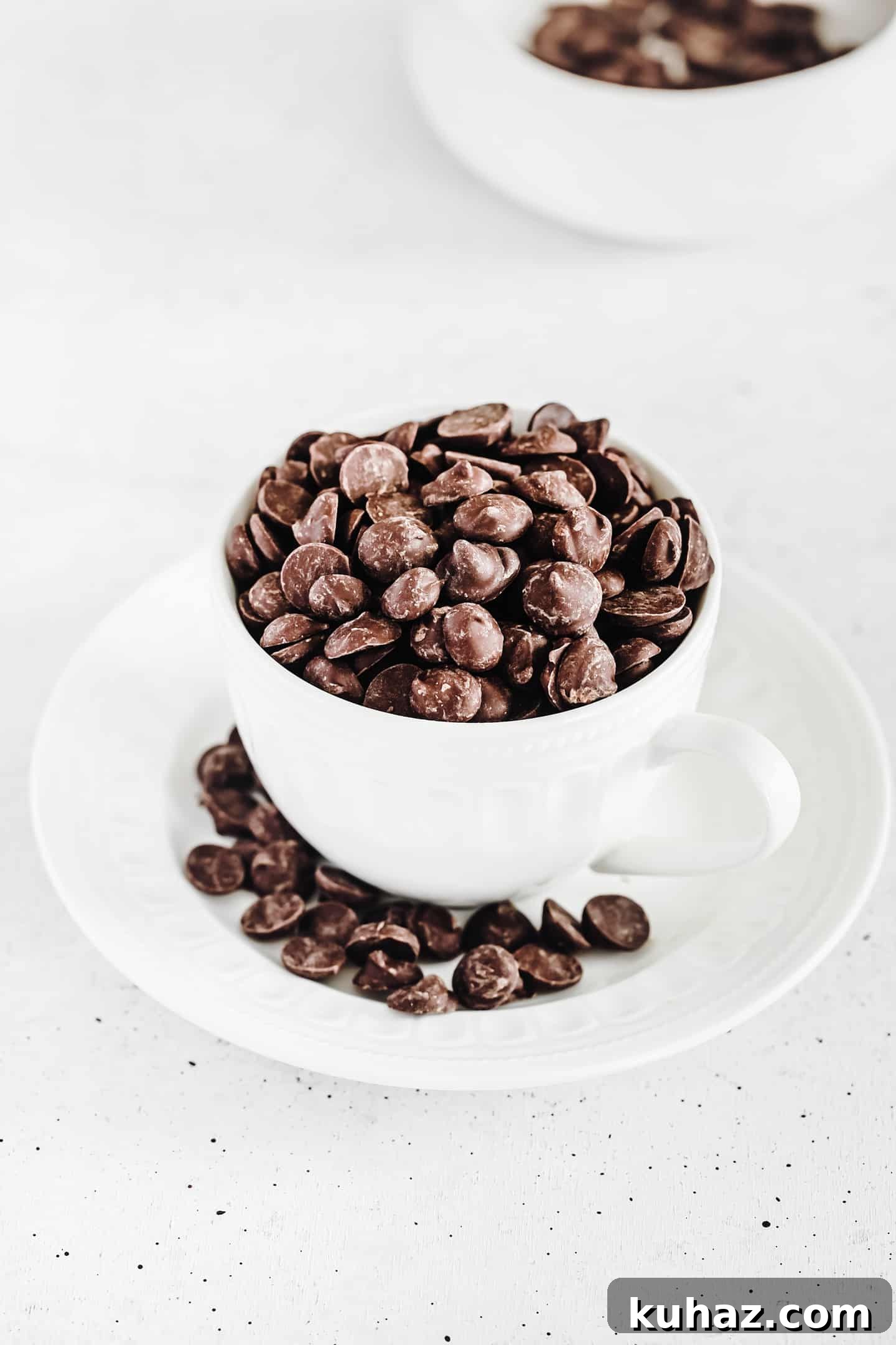 homemade chocolate chips in a small cup